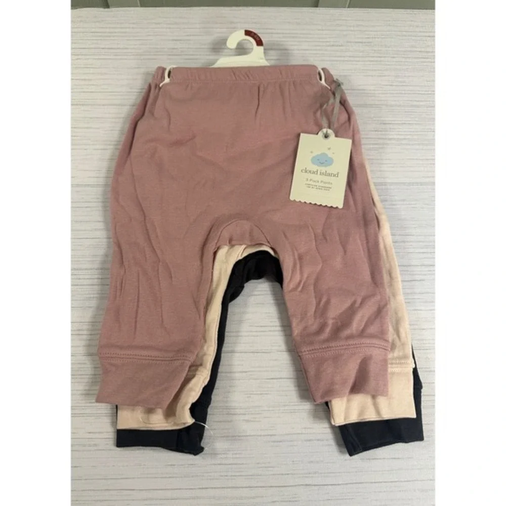Cloud Island Baby Romper Head Wrap Set and 3-Pack Pants Burgundy Pink 3-6M NWT